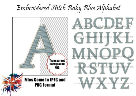 Download Baby Blue a–Z Embroidered Alphabet PNG - Baby Collection