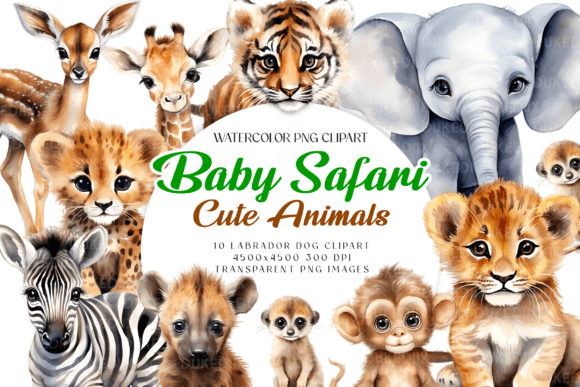 Download Watercolor Baby Safari Animals Clip Art - Baby Collection