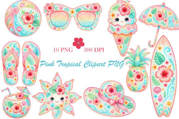 Download Pink Tropical Clipart PNG - Pink Collection