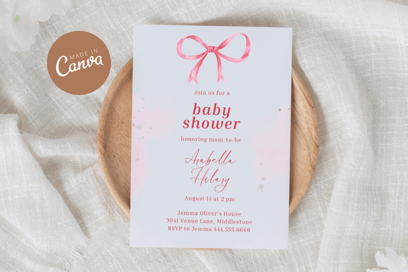 Download Coquette Baby Shower Invitiation Canva - Baby Collection