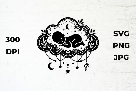 Download Sleeping Baby Silhouette on Cloud - Baby Collection