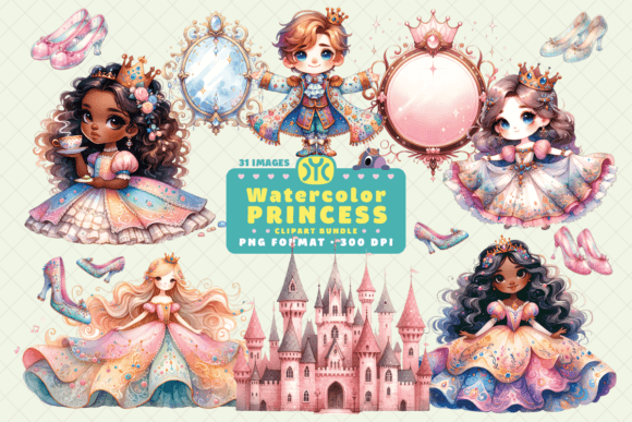 Download Watercolor Pink Princess Clipart, Prince - Pink Collection