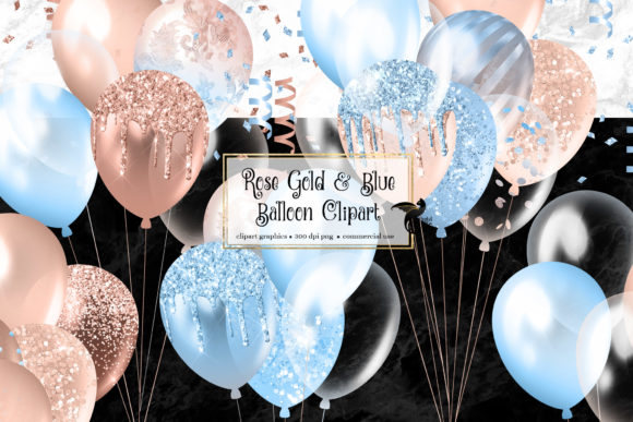 Download Rose Gold and Blue Balloons Clipart - Balloons Collection