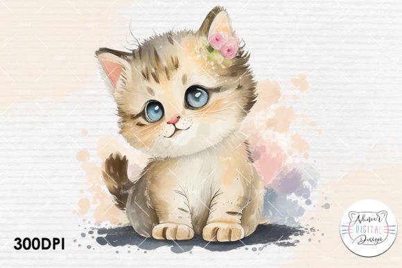 Download Watercolor Baby Cat Illustration Design - Baby Collection