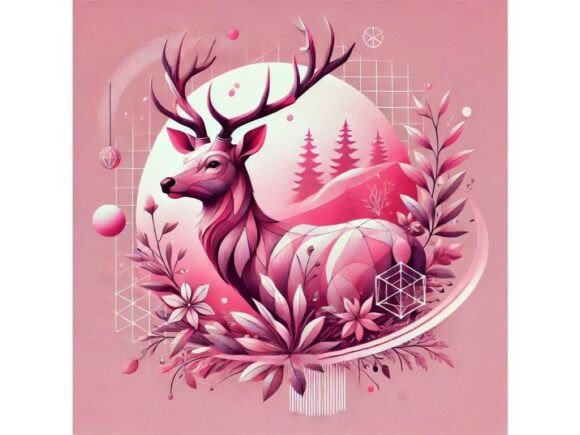 Download Digital Deer Art with Pink Theme - Pink Collection