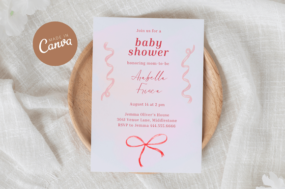 Download Coquette Baby Shower Invitiation Canva - Baby Collection