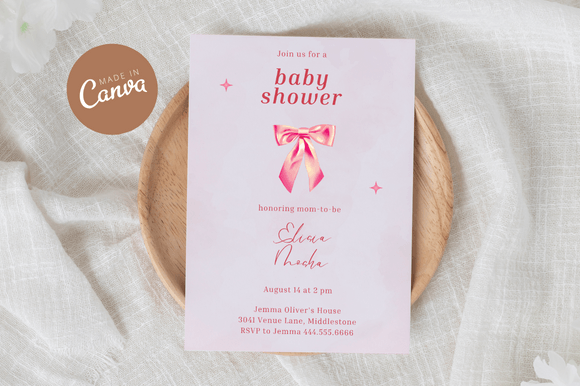 Download Coquette Baby Shower Invitiation Canva - Baby Collection