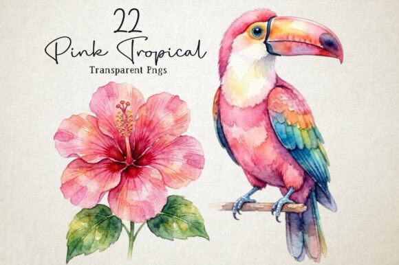 Download Pink Tropical Clipart Set - Pink Collection