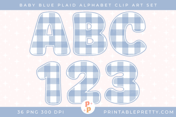 Download Baby Blue Buffalo Plaid Alphabet PNG Set - Baby Collection