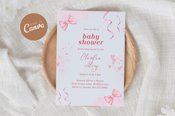Download Coquette Baby Shower Invitiation Canva - Baby Collection