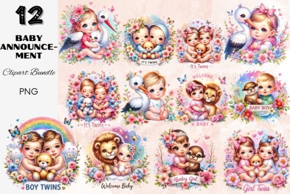 Download Baby Announcement Babies Twins Cliparts - Baby Collection