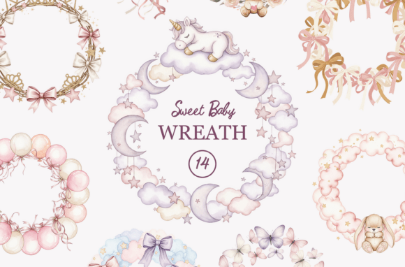 Download Baby Girl Watercolor Wreath, Baby Shower - Baby Collection