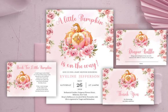 Download Pink and Gold Pumpkin Baby Shower Invite - Baby Collection