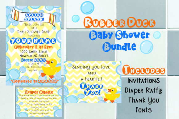 Download Rubber Duck Baby Shower Bundle and Fonts - Baby Collection