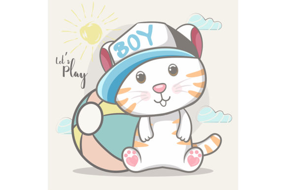 Download Cute Baby Cat Vector Illustration - Baby Collection