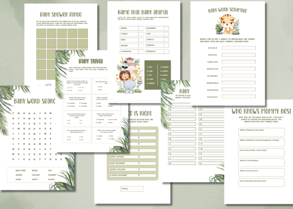 Download Safari Baby Shower Printable Game Cards - Baby Collection