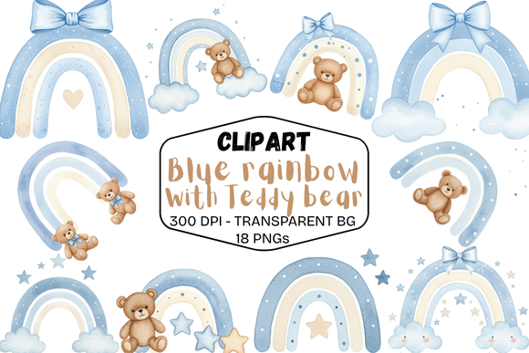 Download Baby Blue Rainbow &amp; Bear Clipart - Baby Collection