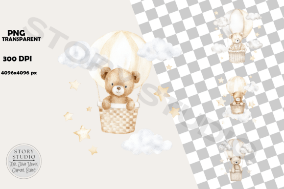 Download Sweet Baby Bear Hot Air Balloon Clipart - Baby Collection