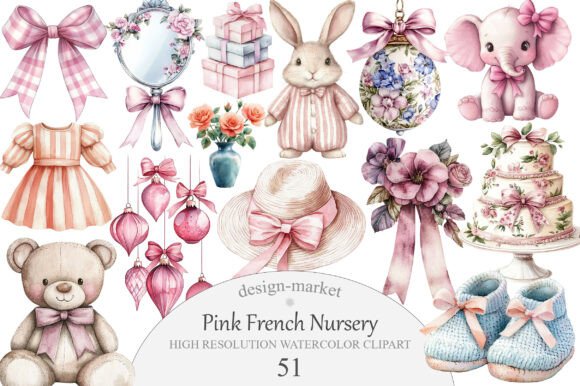 Download Pink French Nursery Clipart - Pink Collection