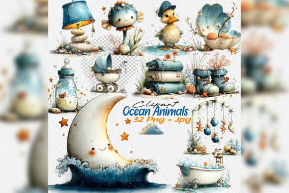 Download Baby Ocean Nursery Clipart Set - Baby Collection