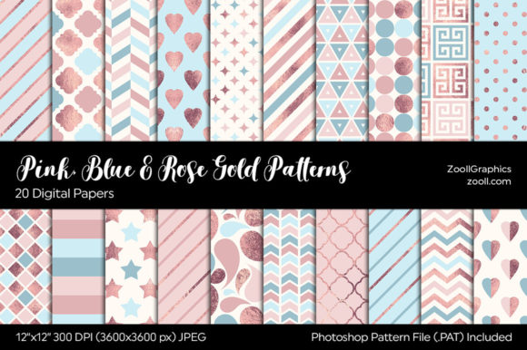 Download Pink, Blue &amp; Rose Gold Digital Papers - Pink Collection