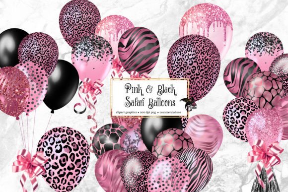 Download Pink and Black Safari Balloons Clipart - Balloons Collection