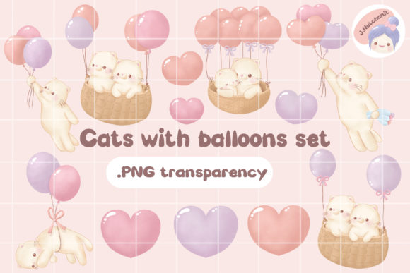 Download Cats with Balloons Set - Balloons Collection