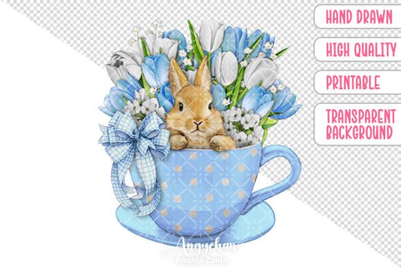 Download Baby Blue Cup with Bunny and Tulips - Baby Collection