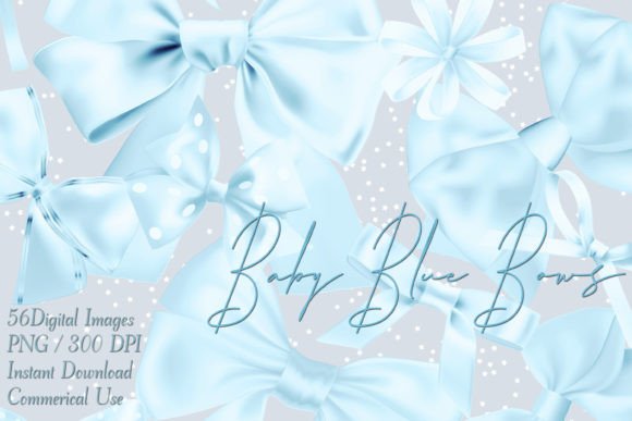 Download Baby Blue Satin Bows Ribbons - Baby Collection