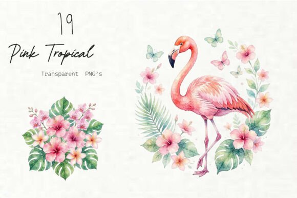Download Pink Tropical Clipart Set - Pink Collection