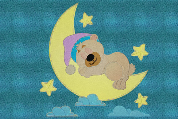 Download Baby Teddy Bear Sleeping on the Moon - Baby Collection