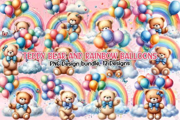 Download Teddy Bear and Rainbow Balloons Clipart - Balloons Collection