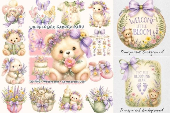Download Wildflower Garden Floral TeddyBear Baby - Baby Collection
