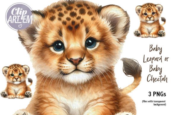 Download Baby Leopard / Cheetah Cub Clip Art 3PNG - Baby Collection