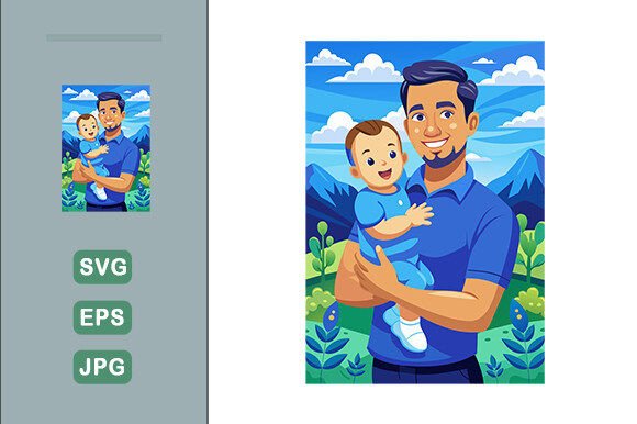 Download Father Happy with His Baby Blue Theme La - Baby Collection