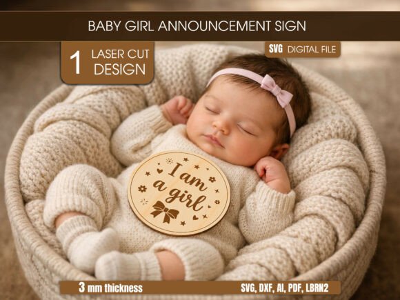 Download Baby Girl Sign Laser Cut SVG File - Baby Collection