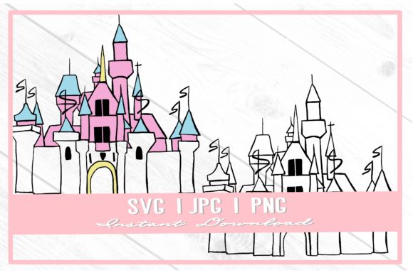 Download Pink Princess Castle Theme Park Doodle - Pink Collection