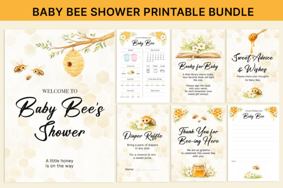 Download Bee Baby Shower Printable Bundle - Baby Collection