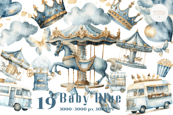 Download Vintage Carnival Clipart, Baby Blue - Baby Collection