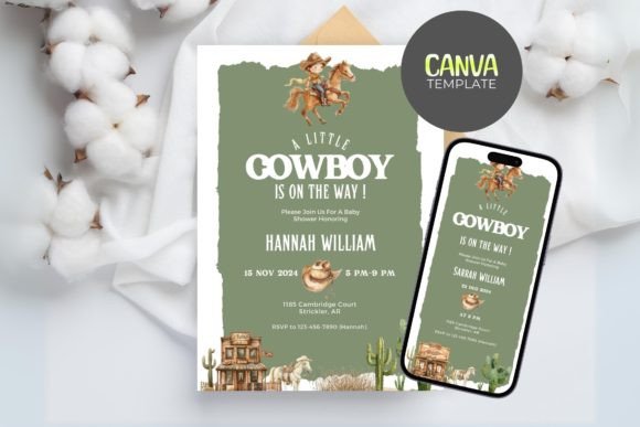 Download Cowboy Baby Shower Invitation Template - Baby Collection