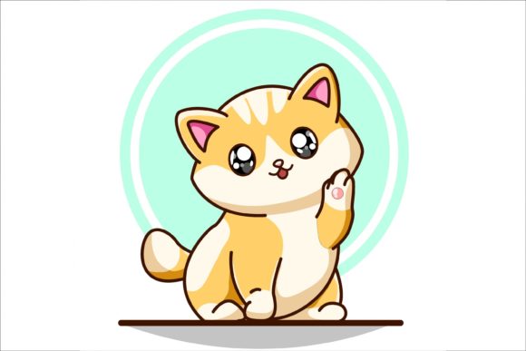 Download Cute Yellow White Baby Cat Illustration - Baby Collection