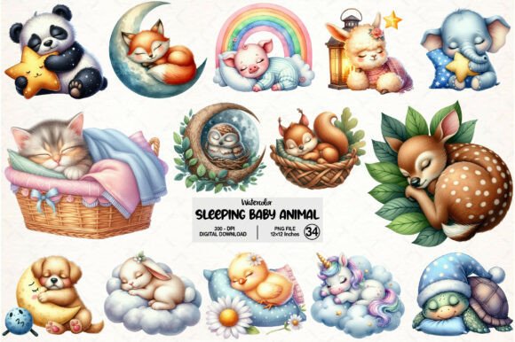 Download Sleeping Baby Animal, Sweet Dreams PNG - Baby Collection