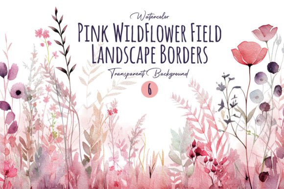 Download Watercolor Pink Wild Flower Border Png - Pink Collection