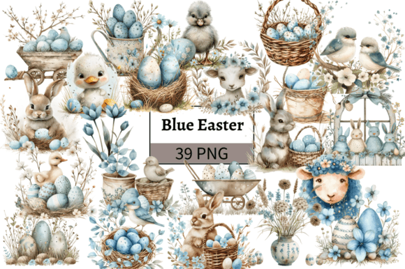Download Cute Baby Blue Easter Clipart Bundle - Baby Collection