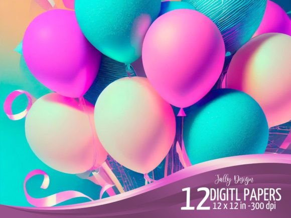 Download Violet and Blue Neon Birthday Balloons - Balloons Collection