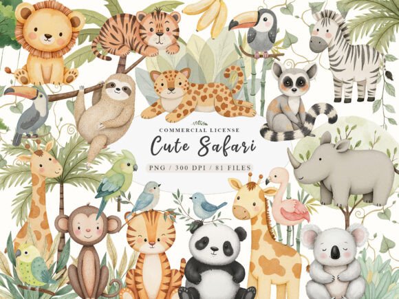 Download Watercolor Cute Boho Baby Safari Animals - Baby Collection