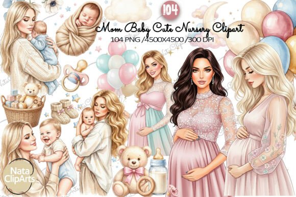 Download Mom Baby Cute Nursery Clipart - Baby Collection