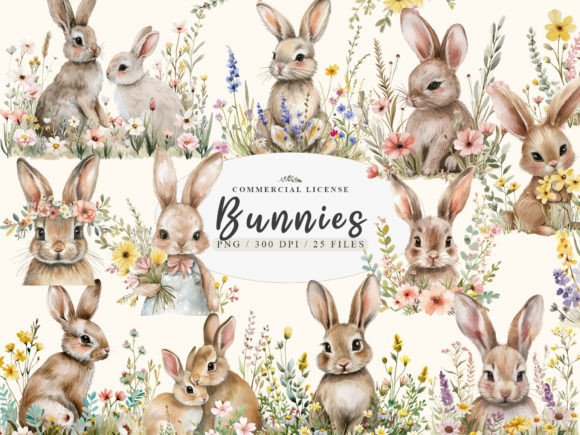 Download Baby Bunny Clipart, Floral Bunny Png - Baby Collection