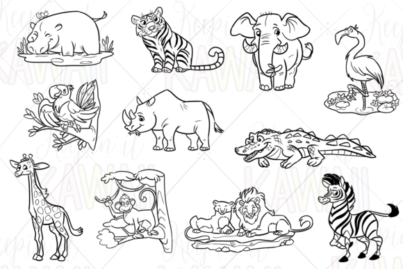 Download Zoo Animals Digital Stamps - Zoo animals Collection