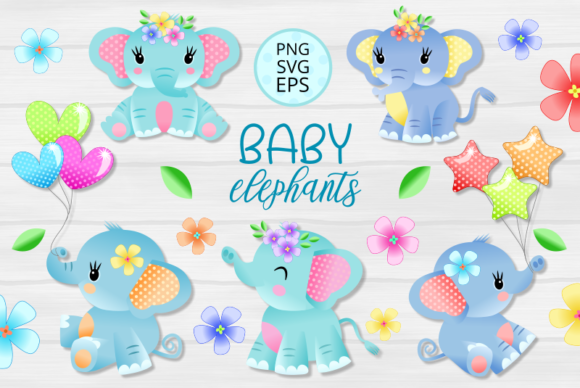 Download Adorable Baby Elephants - Vector Clipart - Baby Collection